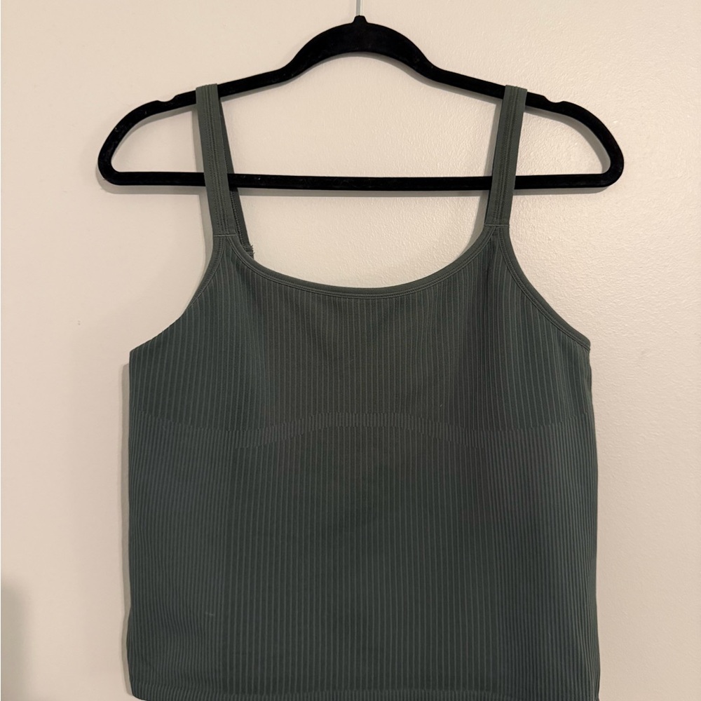 lululemon ebb to street tank in dark forest in size 12